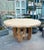 Tan Outdoor Round Teak Mod Dining Table For Sale - Image 8 of 8
