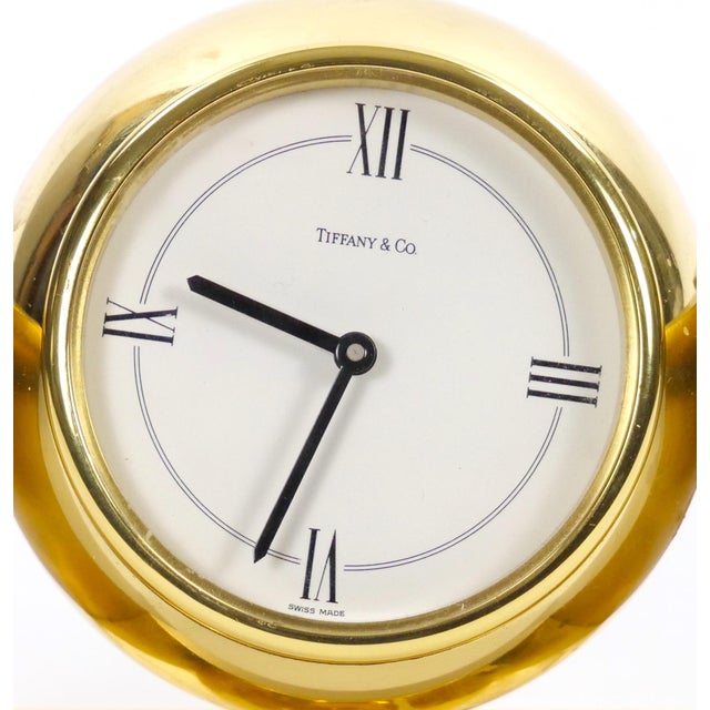 Metal Tiffany & Co. Gilt Bronze Rectangular Desk Clock/ Adjustable Tilting Mechanism For Sale - Image 7 of 9