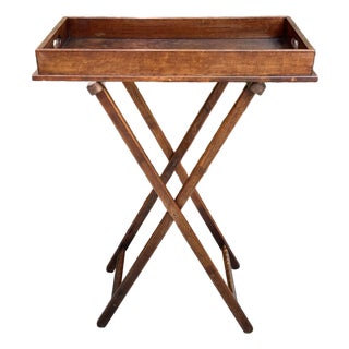 Antique Butler's Serving Tray on Stand, English Country House, Folding, Georgian Style For Sale