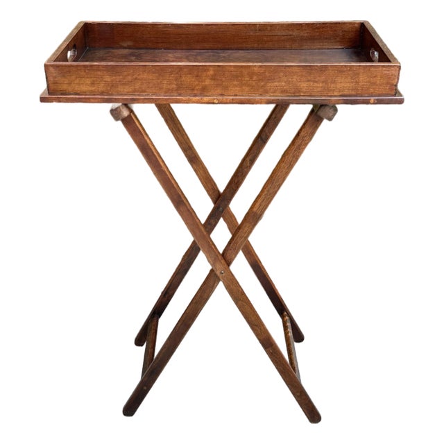 Antique Butler's Serving Tray on Stand, English Country House, Folding, Georgian Style For Sale