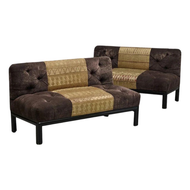 Pair of Peter Marino Velvet Upholstered Banquettes For Sale