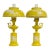 Mid Century Metal Lanterns Painted Yellow Table Lamps - A Pair For Sale