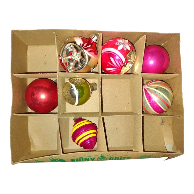 Shiny Brite and Other Ornaments in Shiny Brite Box For Sale