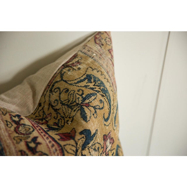 :: Reclaimed antique Kerman rug fragment circa 1915 made into a lovely pillow! This art nouveau fragment features an...