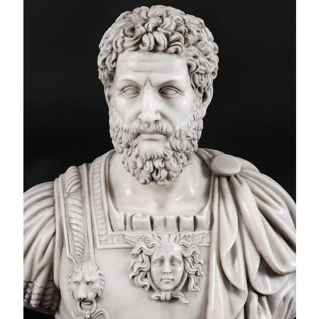Antique 20th Century Marble Busts of Emperors Lucius Verus & Antoninus Pius, Set of 2 For Sale - Image 15 of 18