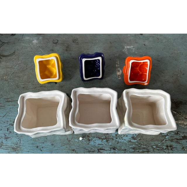 Ceramic Vintage Ceramic Fruit "White Paper Bag" Containers, Set of Three - Lemons, Grapes & Oranges For Sale - Image 7 of 13