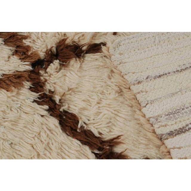 Textile Vintage Moroccan Runner Rug in Beige With Brown Diamond Pattern From Rug & Kilim For Sale - Image 7 of 7