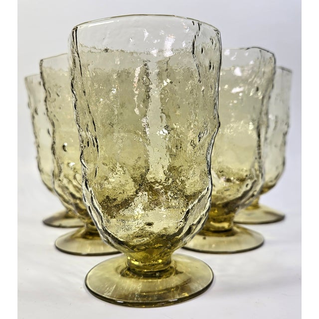 Golden Crinkle Goblets- Set of Six For Sale - Image 9 of 9
