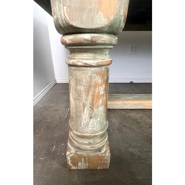Rustic Painted Dining Table W/ Herringbone Pattern Top For Sale - Image 15 of 16