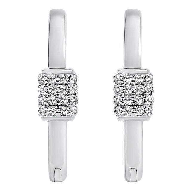 10K White Gold 3/8 Cttw Lab Grown Diamond Heart Shaped Huggie Hoop Earrings For Sale