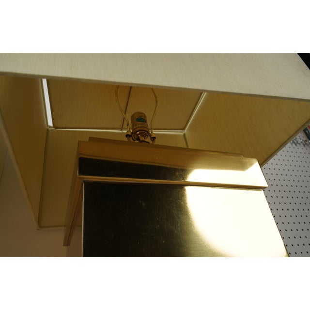 Late 20th Century Vintage Pair of Stylish Brass Table Lamps With Cube Shades For Sale - Image 5 of 7