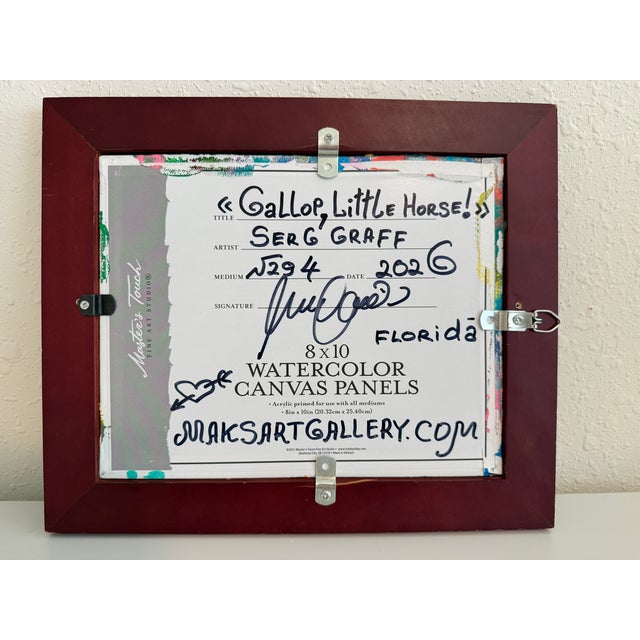 Serg Graff "Gallop, Little Horse!" Abstract Painting Framed Outsider Art Coa For Sale - Image 4 of 8