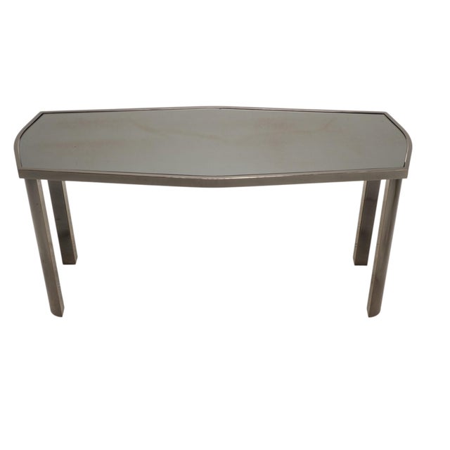 1970s Dia Design Institute America Smoked Glass and Chrome Sofa Console Table For Sale - Image 10 of 17