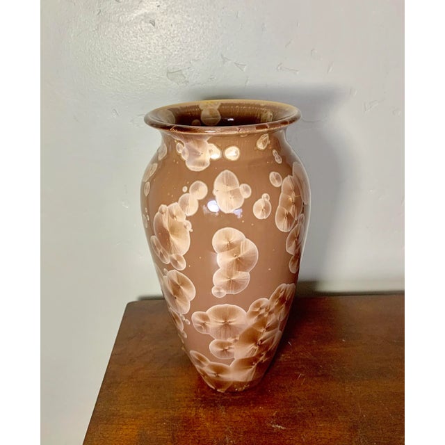 Early 21st Century Jon Buie Brown Fish Scale Glaze Design Pottery Vase For Sale - Image 5 of 5