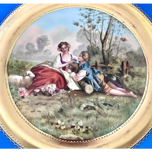 Ceramic Antique Royal Vienna Porcelain 10.5" Cabinet Plate by H. Seele — "Arcadian Scenery" For Sale - Image 7 of 10