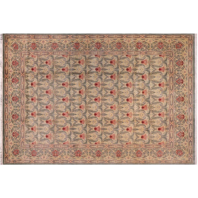 Green Shabby Chic William Morris Pak Persian Wool Area Rug For Sale - Image 8 of 8