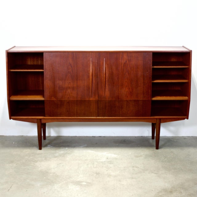 1950s Danish Teak Highboard Designed by E.W. Bach, Attributed For Sale - Image 4 of 18