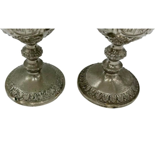 Mid 20th Century Mid 20th Century Corbell & Co. Silver Plated Armorial Chalices Goblets Cups- Set of 3 For Sale - Image 5 of 13