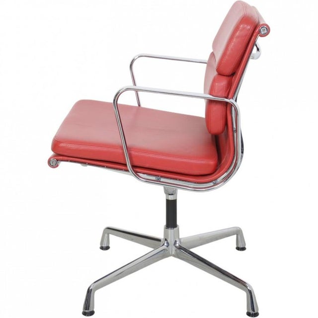 EA-208 Chair in Red Leather by Charles Eames, 2005 For Sale - Image 11 of 15