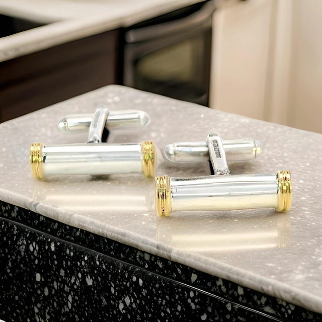 Authentic Tiffany & Co Estate Cufflinks 18k Gold Sterling Silver TIF763 These authentic Tiffany & Co. men’s cufflinks...