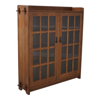 Stickley Mission Oak 2 Door Arts & Crafts Bookcase For Sale