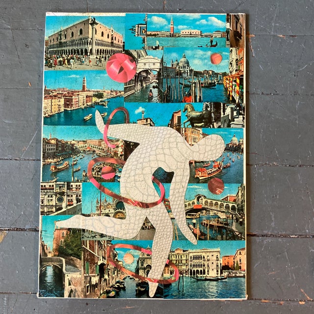 2010s Contemporary Original Abstract Wayne Cunningham “Running Man” Collage For Sale - Image 5 of 5