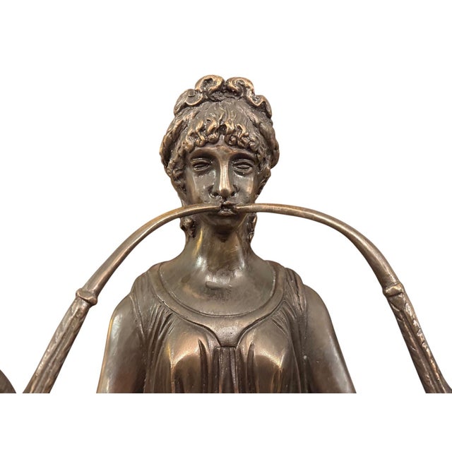 Pair of French 19th Century Empire Style Bronze, Ormolu & Marble Candelabras. For Sale - Image 4 of 11
