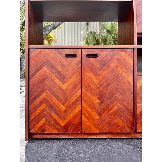 Mid Century Danish Modern Herringbone Room Divider or Dry Bar For Sale - Image 9 of 18