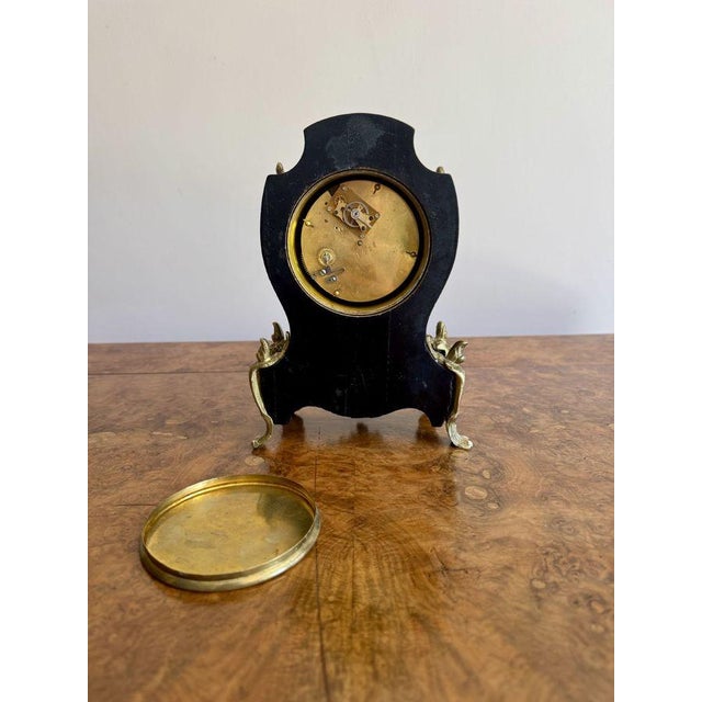 Antique French Boulle Mantle Clock, 1880s For Sale - Image 4 of 7