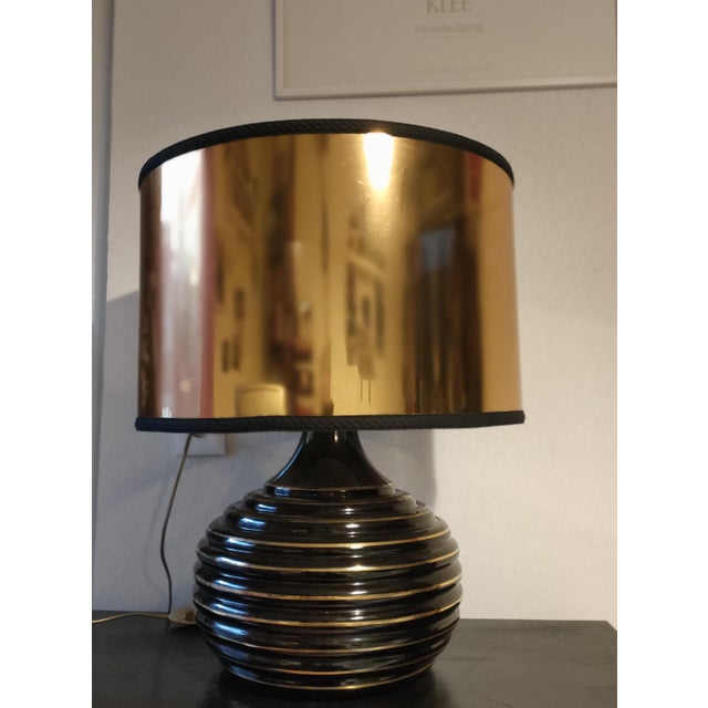 Black Modern Art Table Lamp with Ceramic Ball Base, 1980s For Sale - Image 8 of 8
