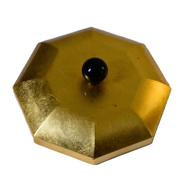1980s Nancy Calhoun Design Faux Gold Leaf Lacquer Ware Octagonal Ice Bucket For Sale - Image 4 of 7