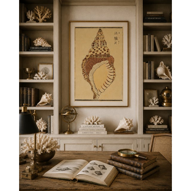 Vintage Japanese Shell, Woodblock Print Reproduction, 32" X 48" For Sale - Image 10 of 11