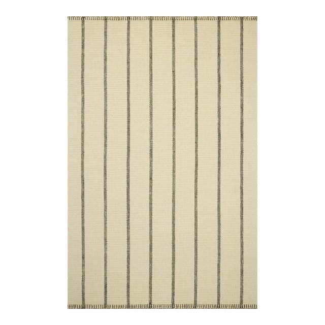 Amber Lewis x Loloi Harlan Ivory / Charcoal 5'-6" x 8'-6" Area Rug For Sale