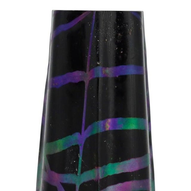 Austrian Palme Konig Tapered Art Glass Vase With Iridescent Treading C1910 For Sale - Image 4 of 7