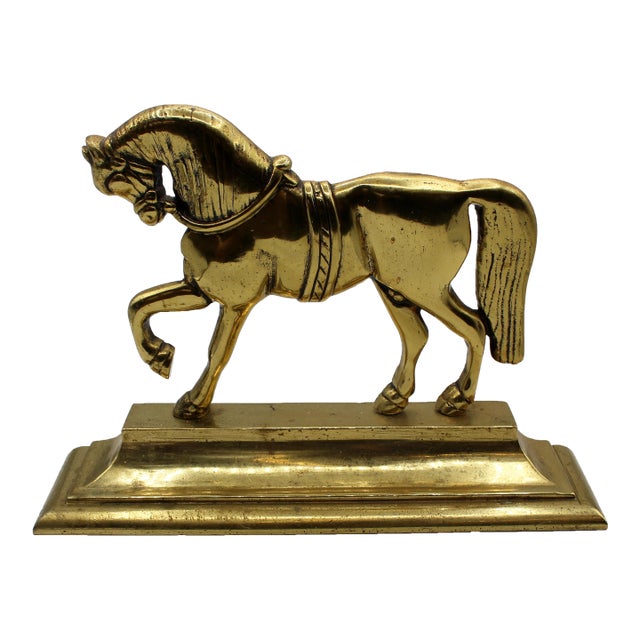 C. 1870 English Brass Horse Doorstop For Sale