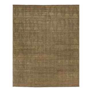 12 X 15 Modern Brown Moroccan Wool Rug With Allover Design For Sale