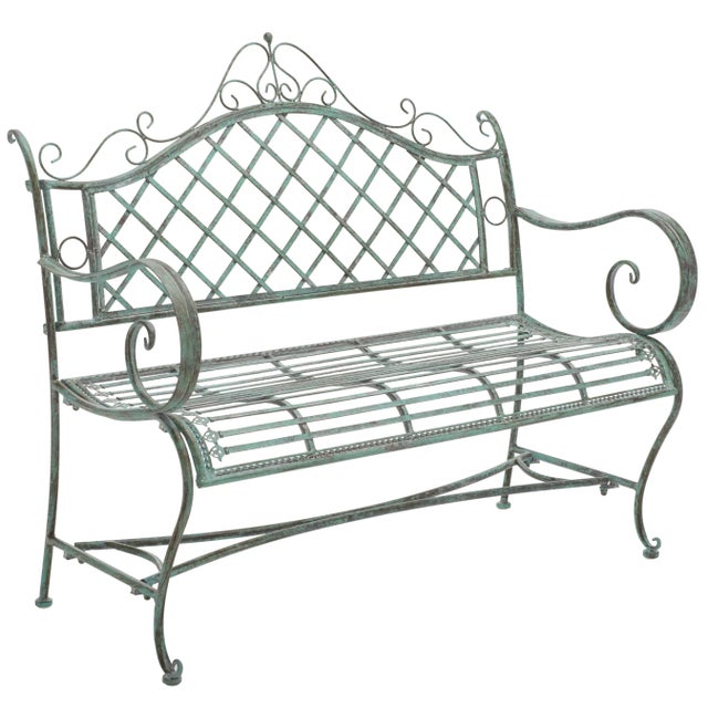 Metal Abner Bench - Antique Dark Green For Sale - Image 7 of 8