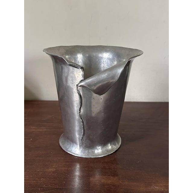 Champagne Bucket-Shaped Pewter Cooler, Jean Goardere Design. A beautiful piece made of 95% pewter, handcrafted and signed...