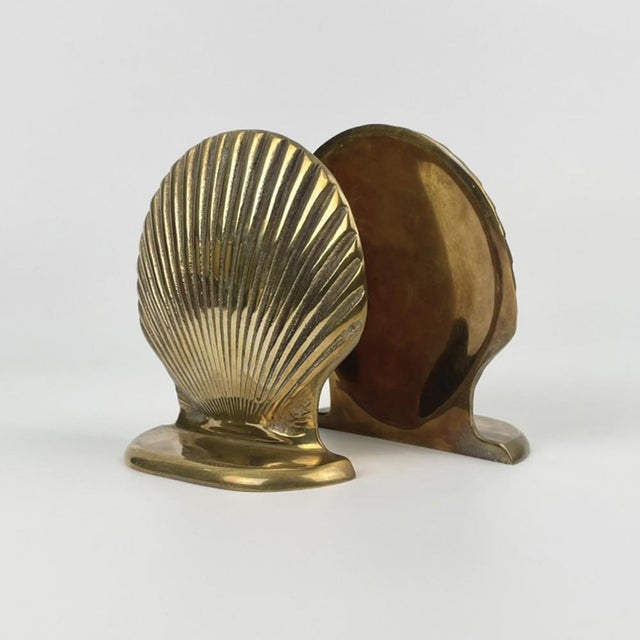 Brass Seashell Bookends, 1960s, Set of 2 For Sale - Image 3 of 6
