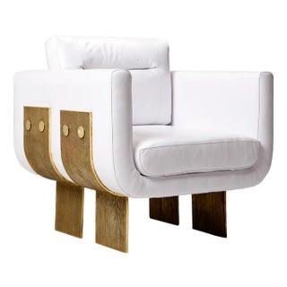 Modern Primal Statement Lounge Chair in White Leather by Egg Designs For Sale