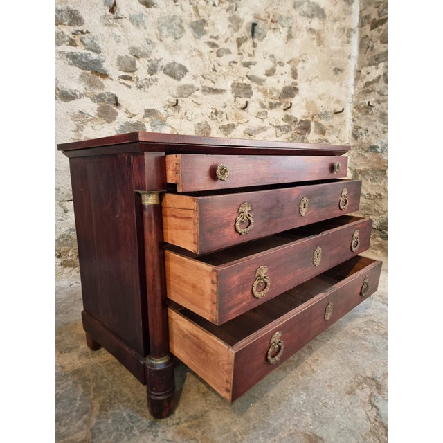 Brown Antique French Empire Chest of Drawers in Mahogany For Sale - Image 8 of 18