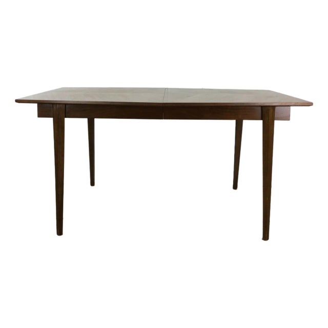 Mid Century Modern Walnut Dining Table With Leaf For Sale
