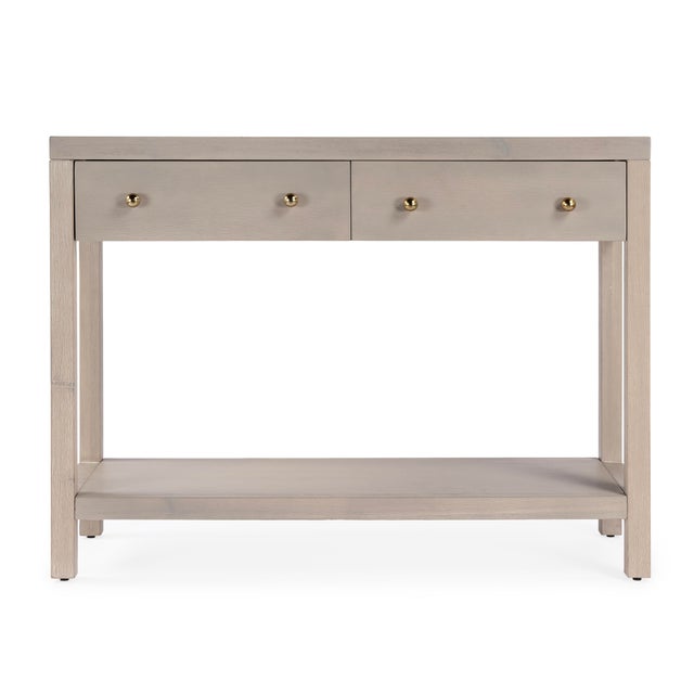 Wood Nora 40 in. W Rectangular Wood 2 Drawer Console Table with Lower Open Shelf, Antique Taupe For Sale - Image 7 of 11