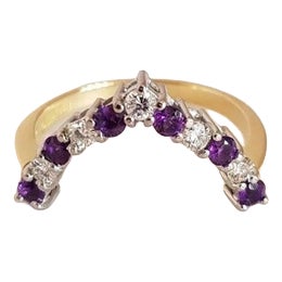 18ct Gold Diamond & Amethyst Dress Ring, 1995 For Sale