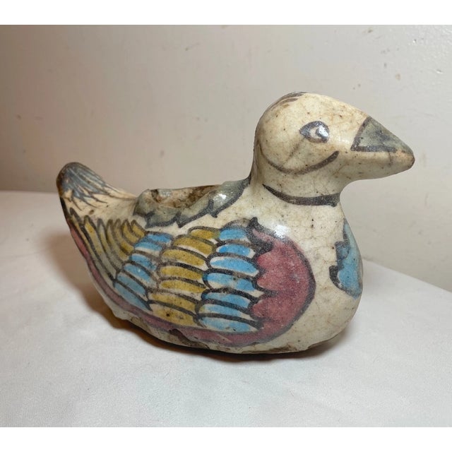 Ceramic Antique 18th Century Handmade Middle Eastern Pottery Bird Vessel Sculpture Art For Sale - Image 7 of 12