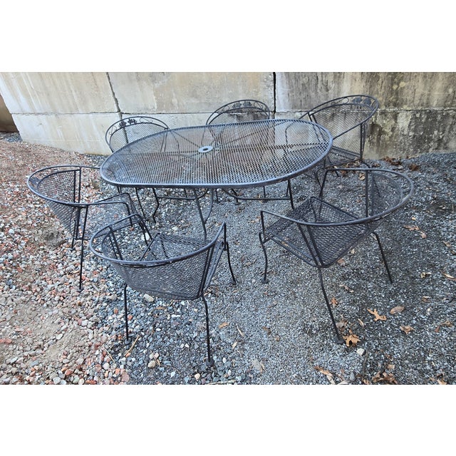 7 Piece Vintage Wrought Iron Patio Furniture For Sale - Image 4 of 10