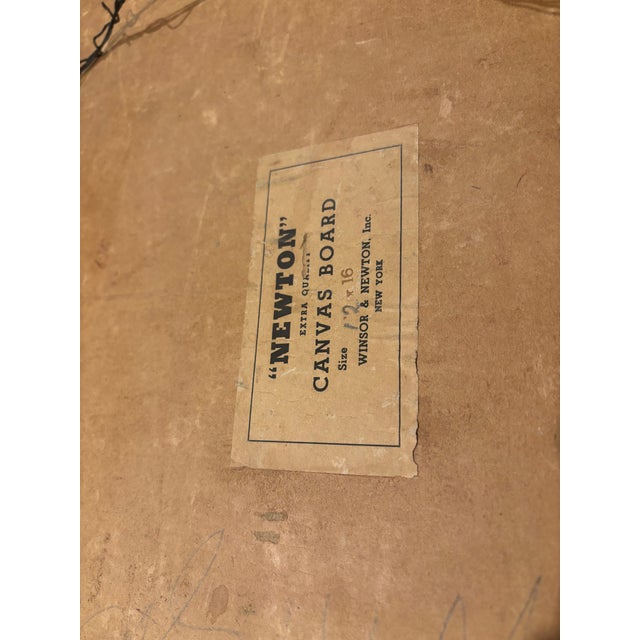 Mid-Century Modern Vintage Portrait of a Man | Original Oil Painting on Swedish Board | Winsor & Newton, New York Provenance | C. 1950s | 18” X 14” Framed For Sale - Image 3 of 7