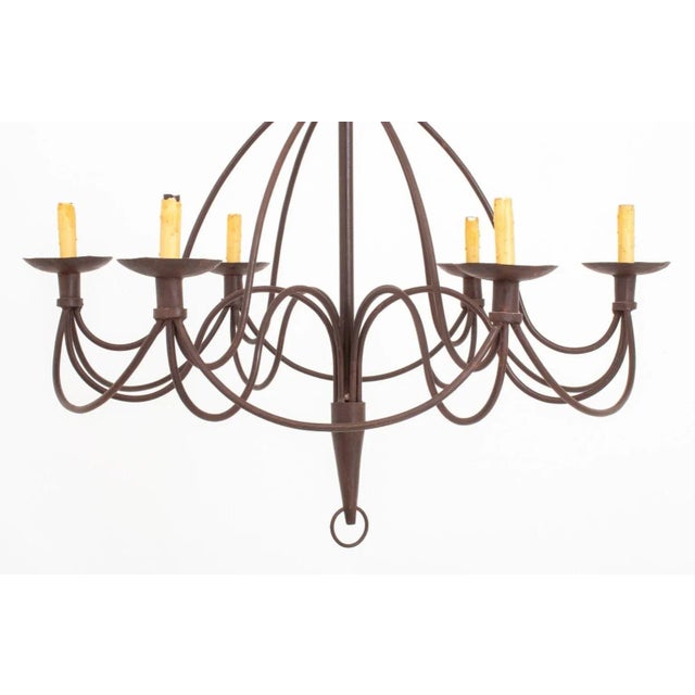 American Wrought Iron Six-Light Chandelier For Sale - Image 9 of 11