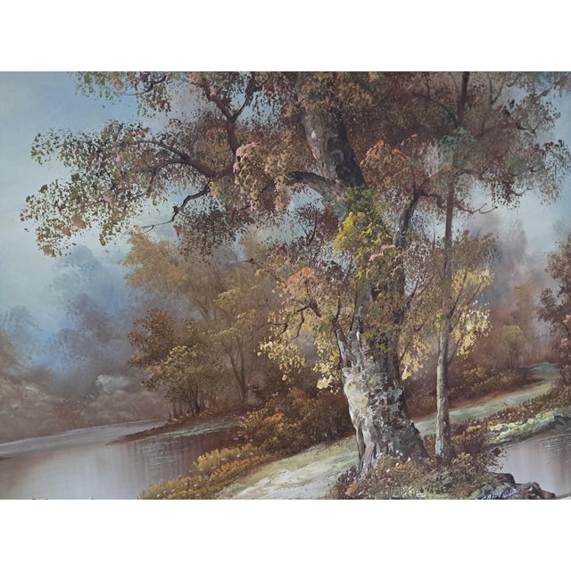 Large Vintage Landscape, Woodland, Oil Painting on Canvas, Gold Wood Frame, I Cafieri For Sale - Image 15 of 18