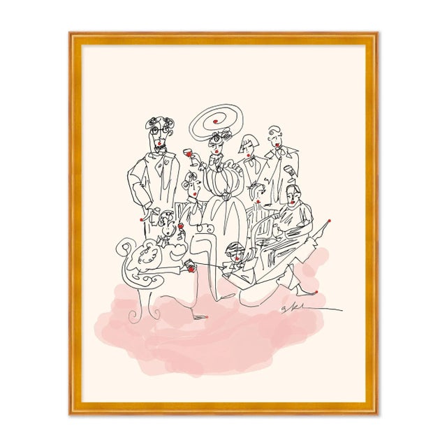 The Cartorialist The Sunday Brunch by Carly Kuhn in Gold Frame, Medium Art Print For Sale - Image 4 of 4